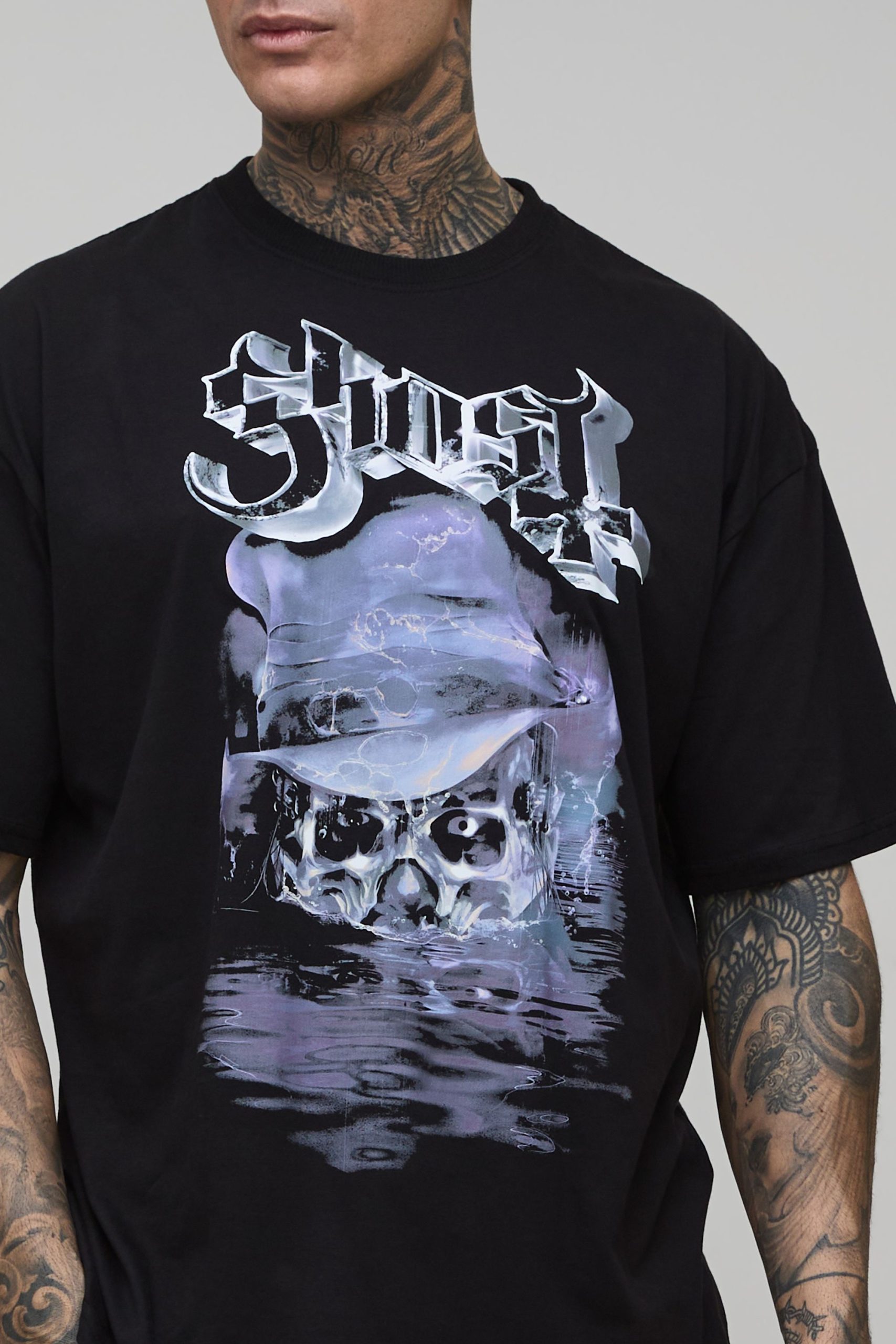 Tall Oversized Ghost License Printed T-Shirt - Image 3