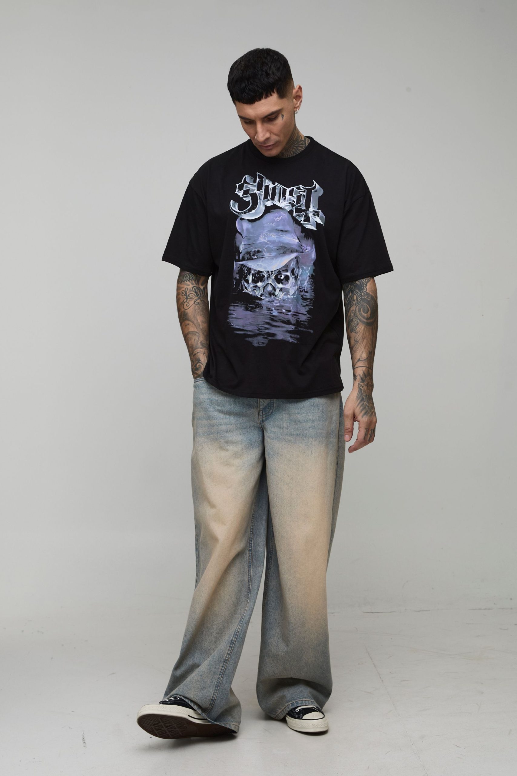 Tall Oversized Ghost License Printed T-Shirt - Image 4