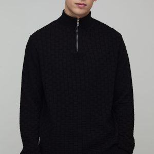 Regular Fit Geo Knitted 1/4 Zip Jumper