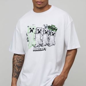 Oversized Minecraft License Printed T-Shirt