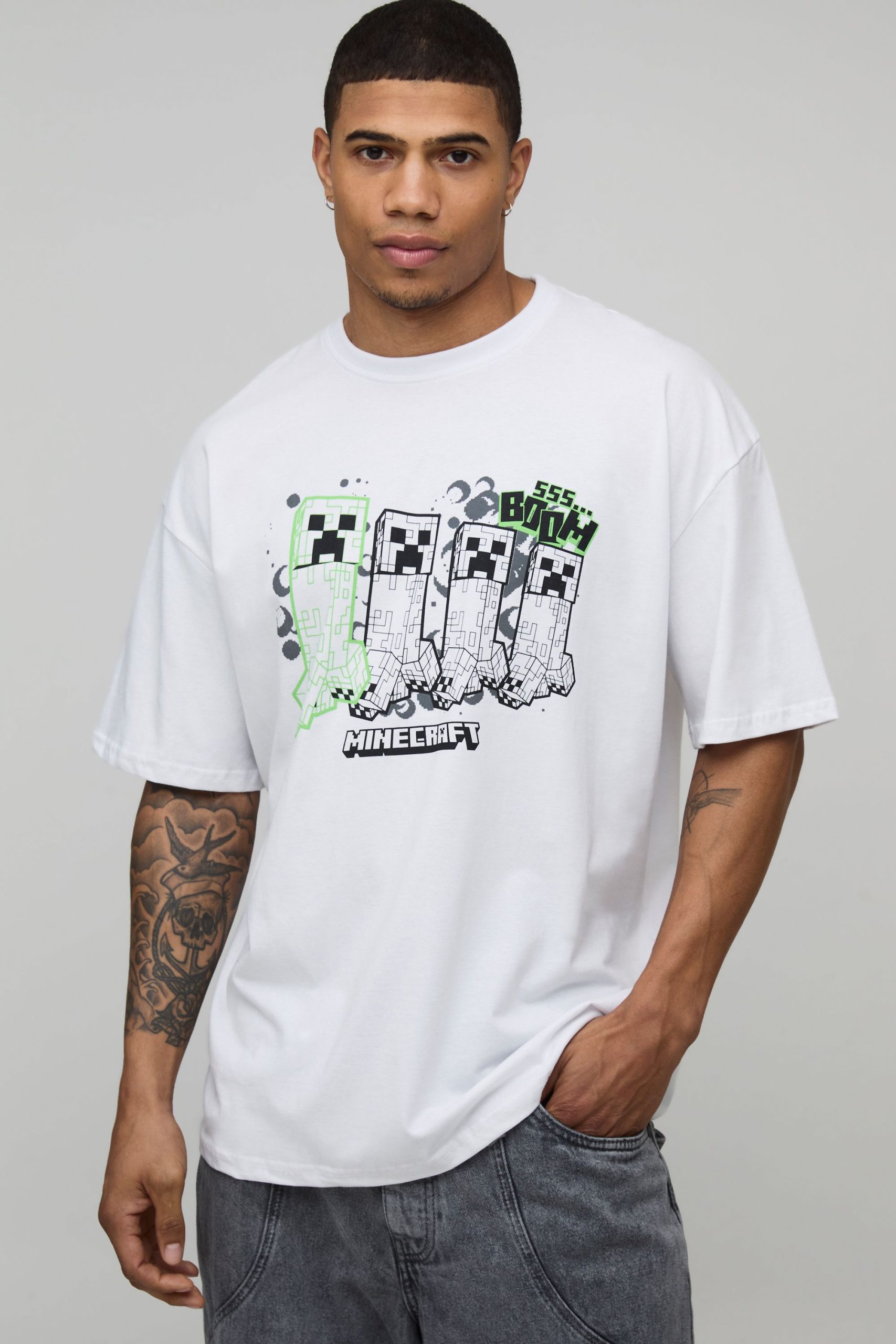 Oversized Minecraft License Printed T-Shirt