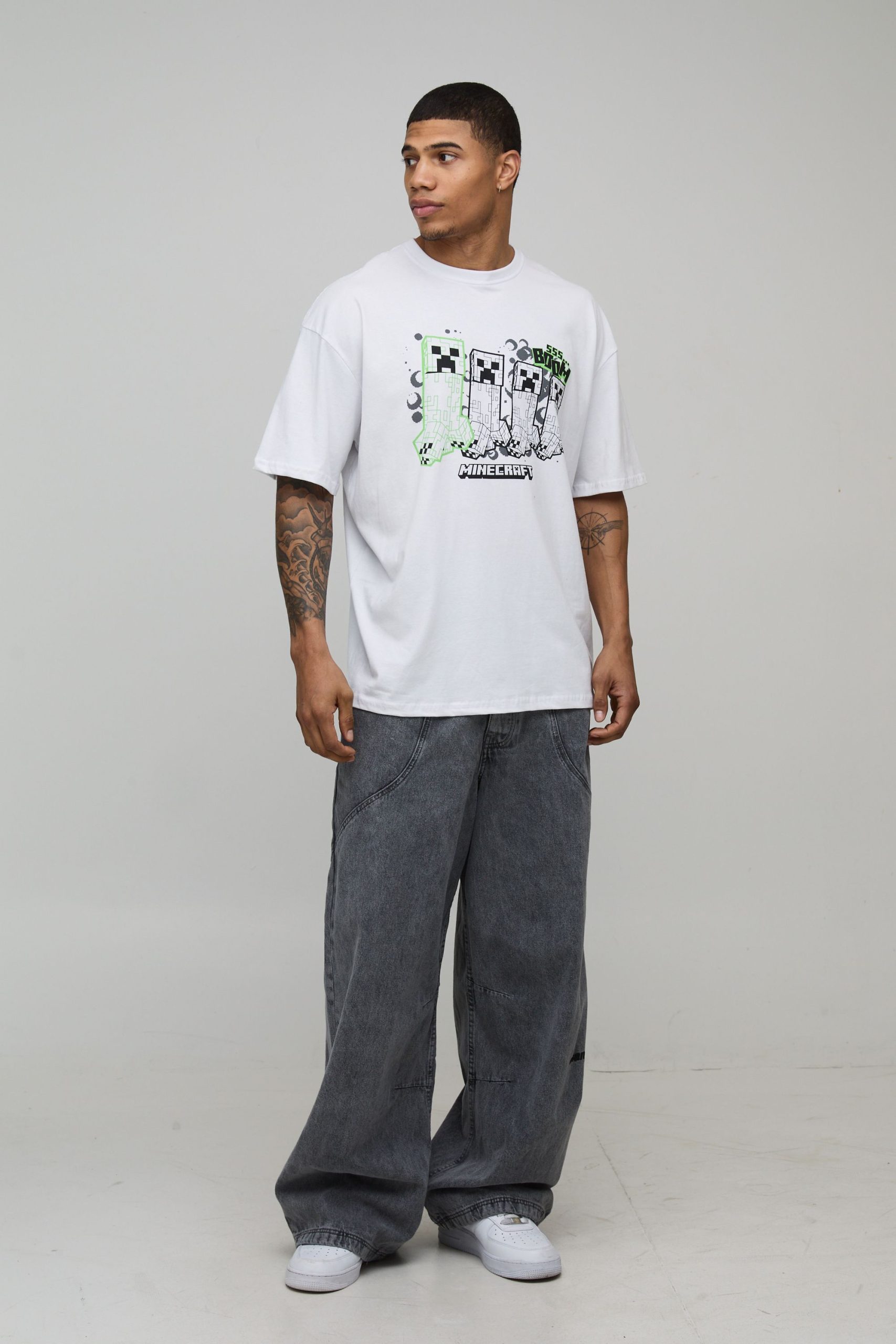 Oversized Minecraft License Printed T-Shirt - Image 4