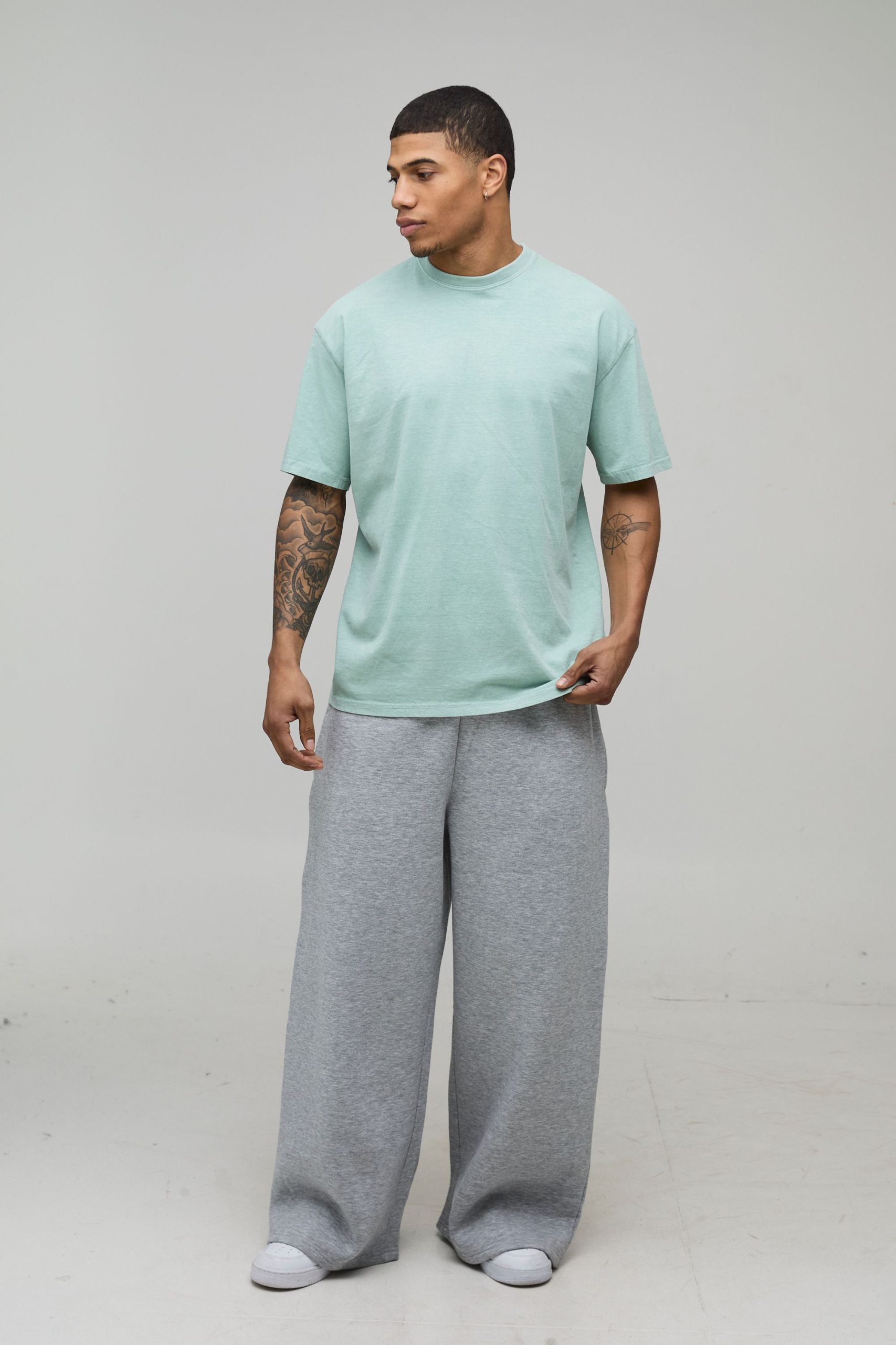 Vintage Wash Green Oversized Matcha Club Print T-Shirt - Image 4