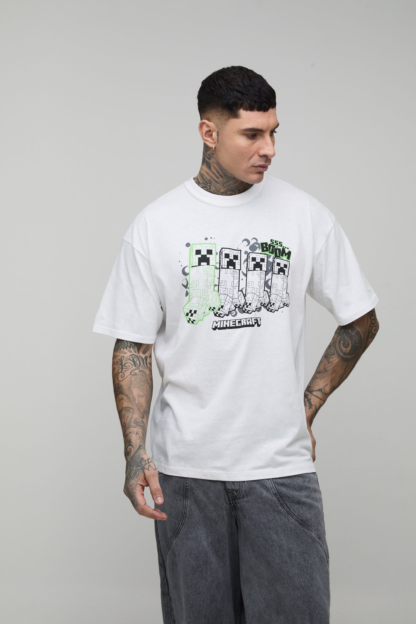 Tall Oversized Minecraft License Printed T-Shirt