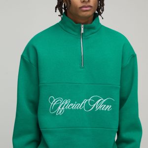 Oversized Boxy Official Man Quarter Zip Panel Sweatshirt