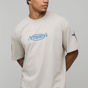 Oversized Man Star Puff Printed T-Shirt