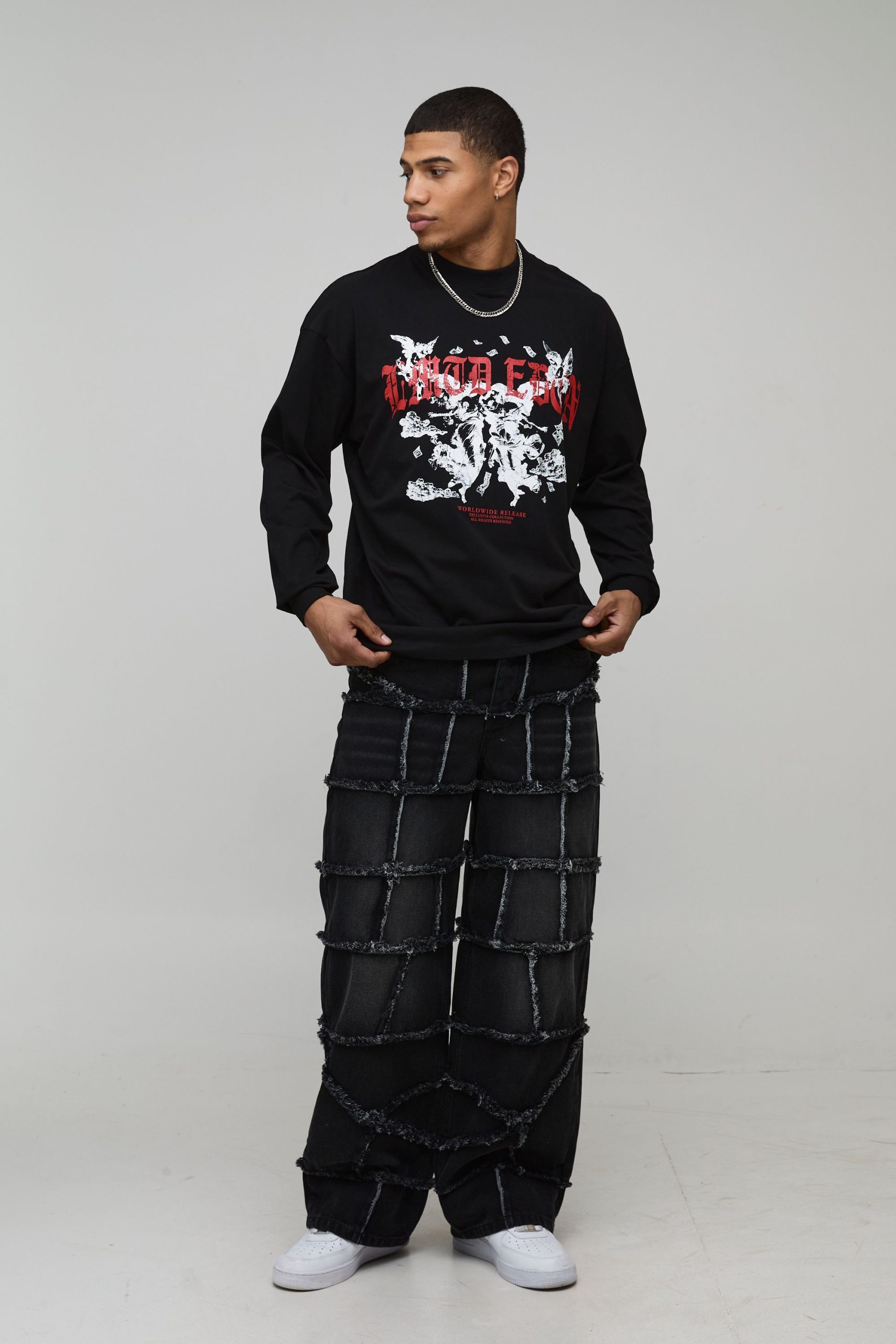 Oversized Limited Edition Gothic Printed Long Sleeve T-Shirt - Image 4