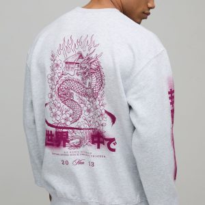 Oversized Dragon Floral Printed Sweatshirt