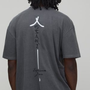 Tall Oversized Spine Print Washed T-Shirt