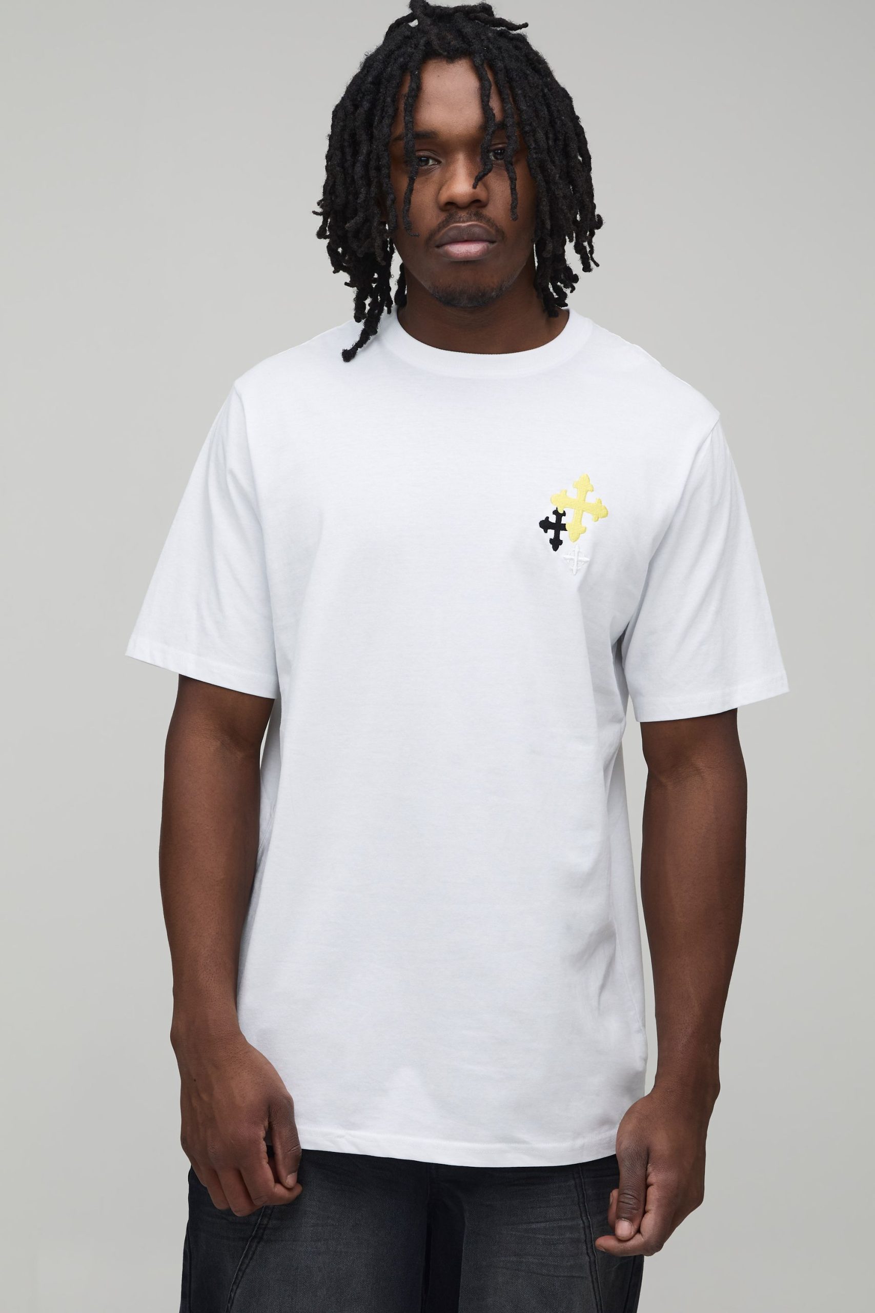 Tall Oversized Boxy Embroidered Cross T-Shirt
