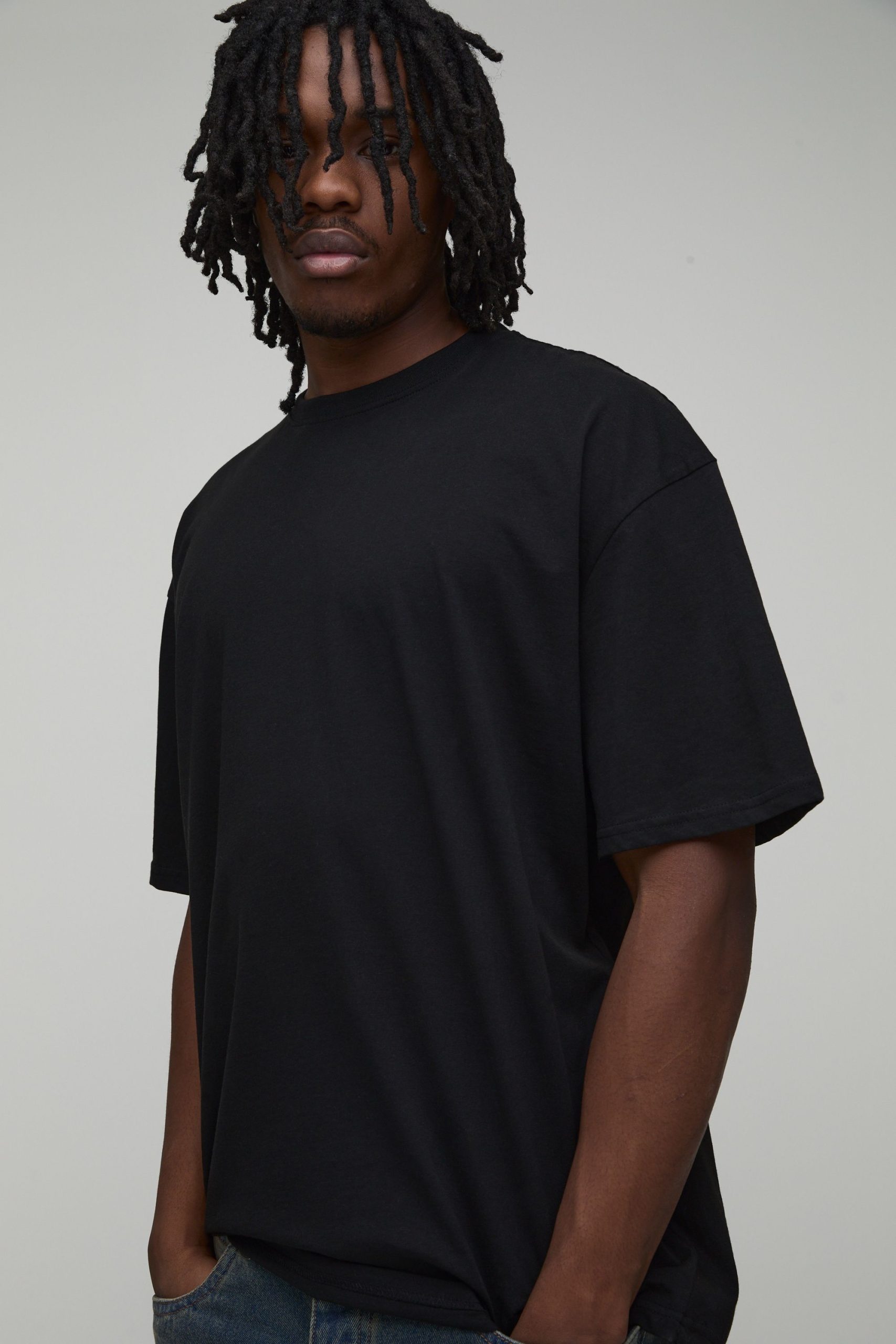 Tall Black Oversized Kyoto Postcard Large Scale Print T-Shirt - Image 3