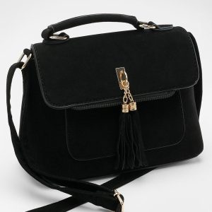 Suedette Tassel Crossbody Bag