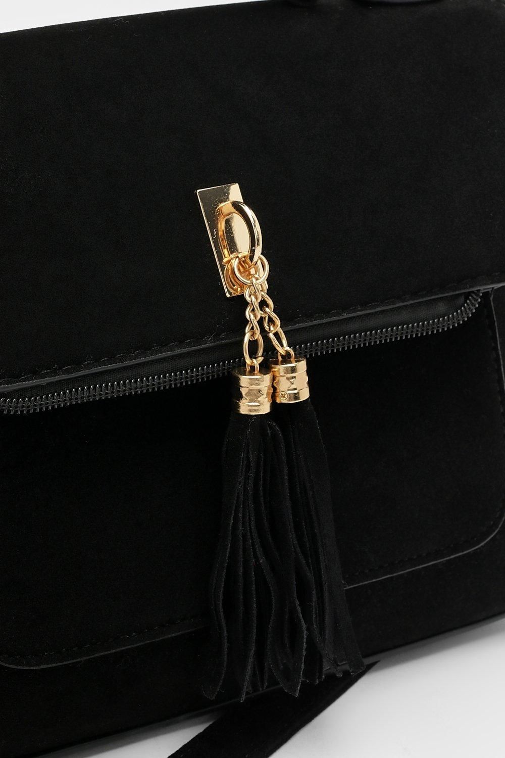 Suedette Tassel Crossbody Bag - Image 2