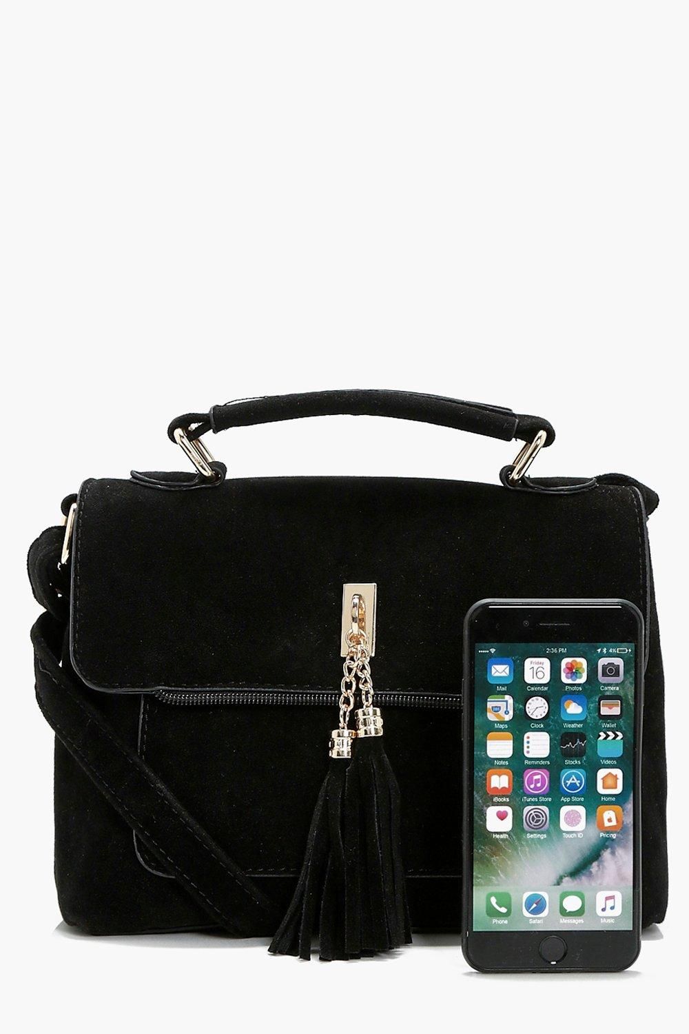Suedette Tassel Crossbody Bag - Image 4