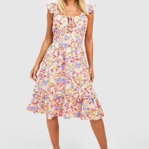 Ditsy Floral Tiered Midi Dress