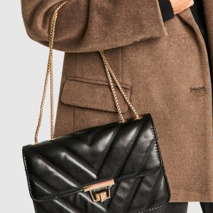Quilted Faux Leather Crossbody Chain Bag