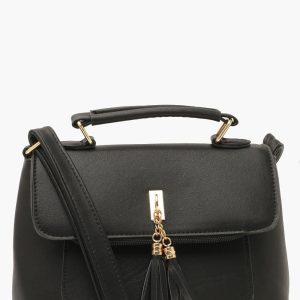 Smooth PU Tassel Detail Crossbody Bag