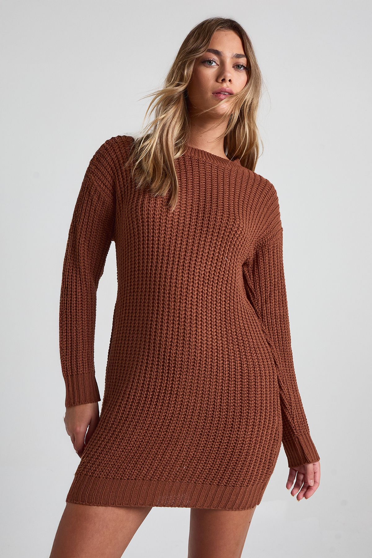 Crew Neck Mini Jumper Dress