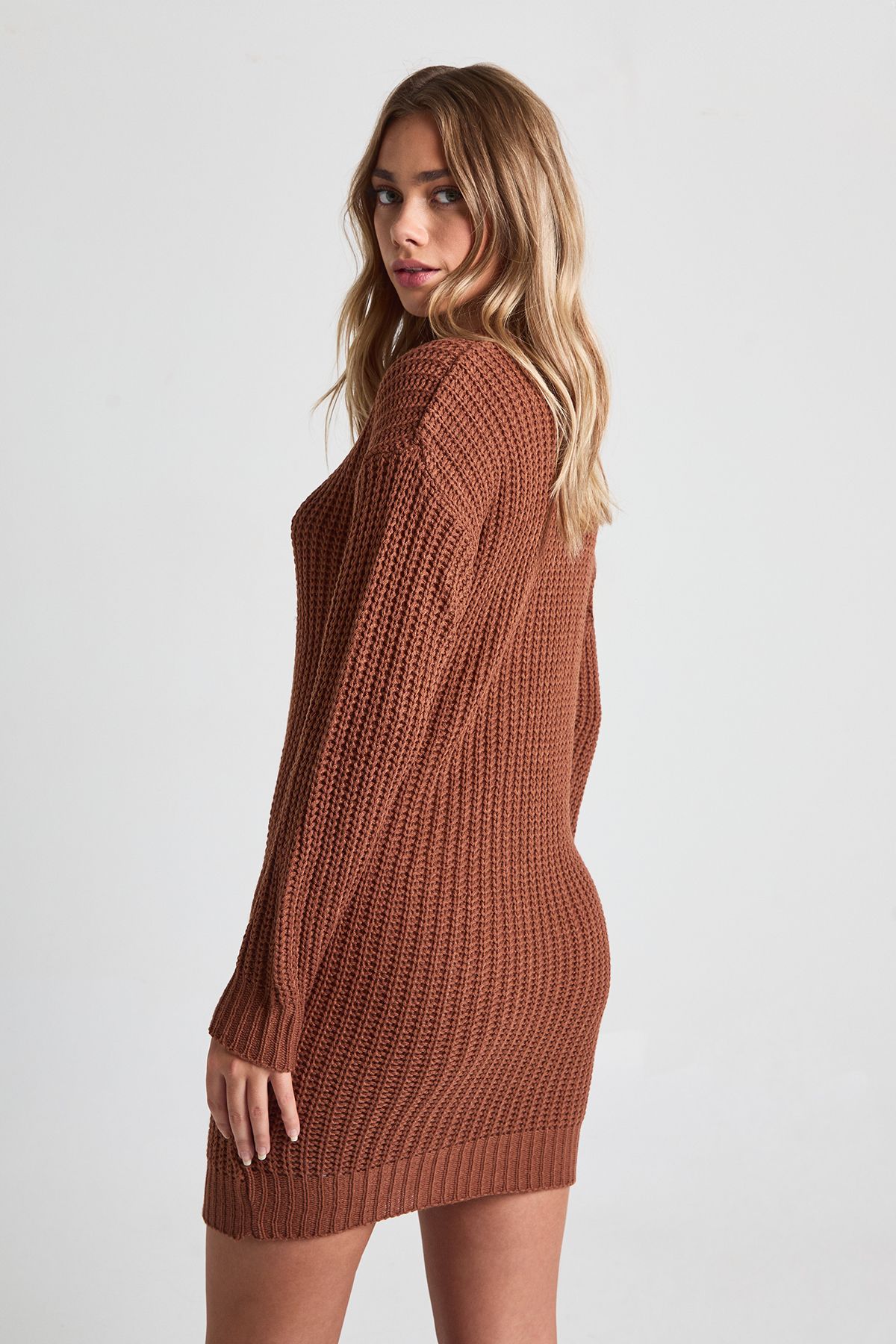 Crew Neck Mini Jumper Dress - Image 2