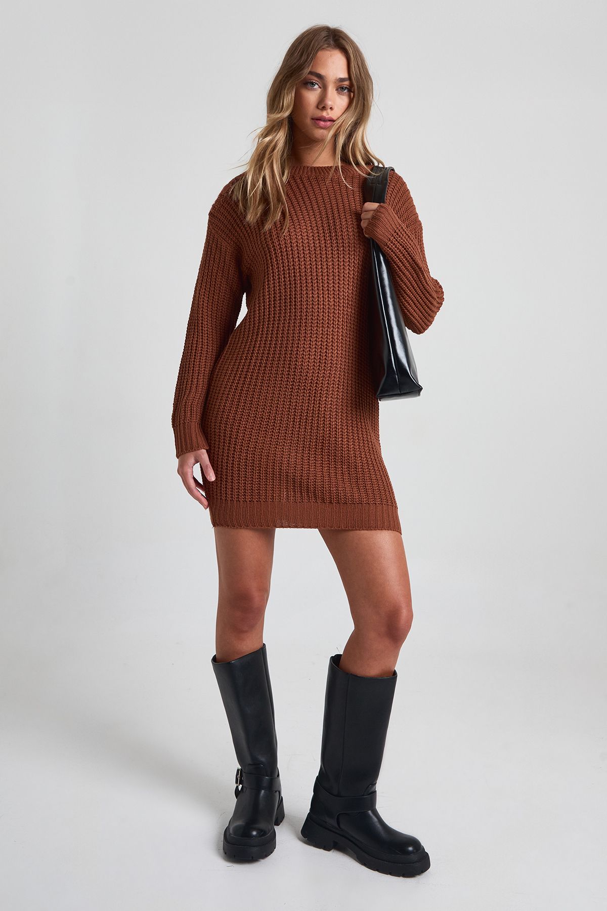 Crew Neck Mini Jumper Dress - Image 3
