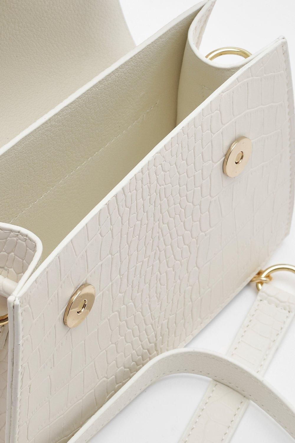 Mini Croc Structured Crossbody Grab Bag - Image 2