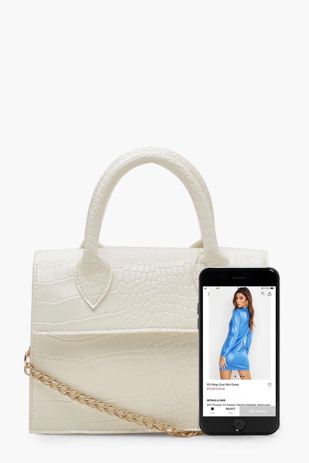 Mini Croc Structured Crossbody Grab Bag - Image 4