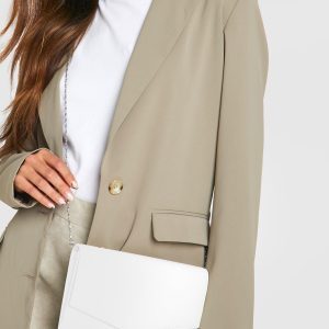 Grainy PU Envelope Clutch Bag and Chain