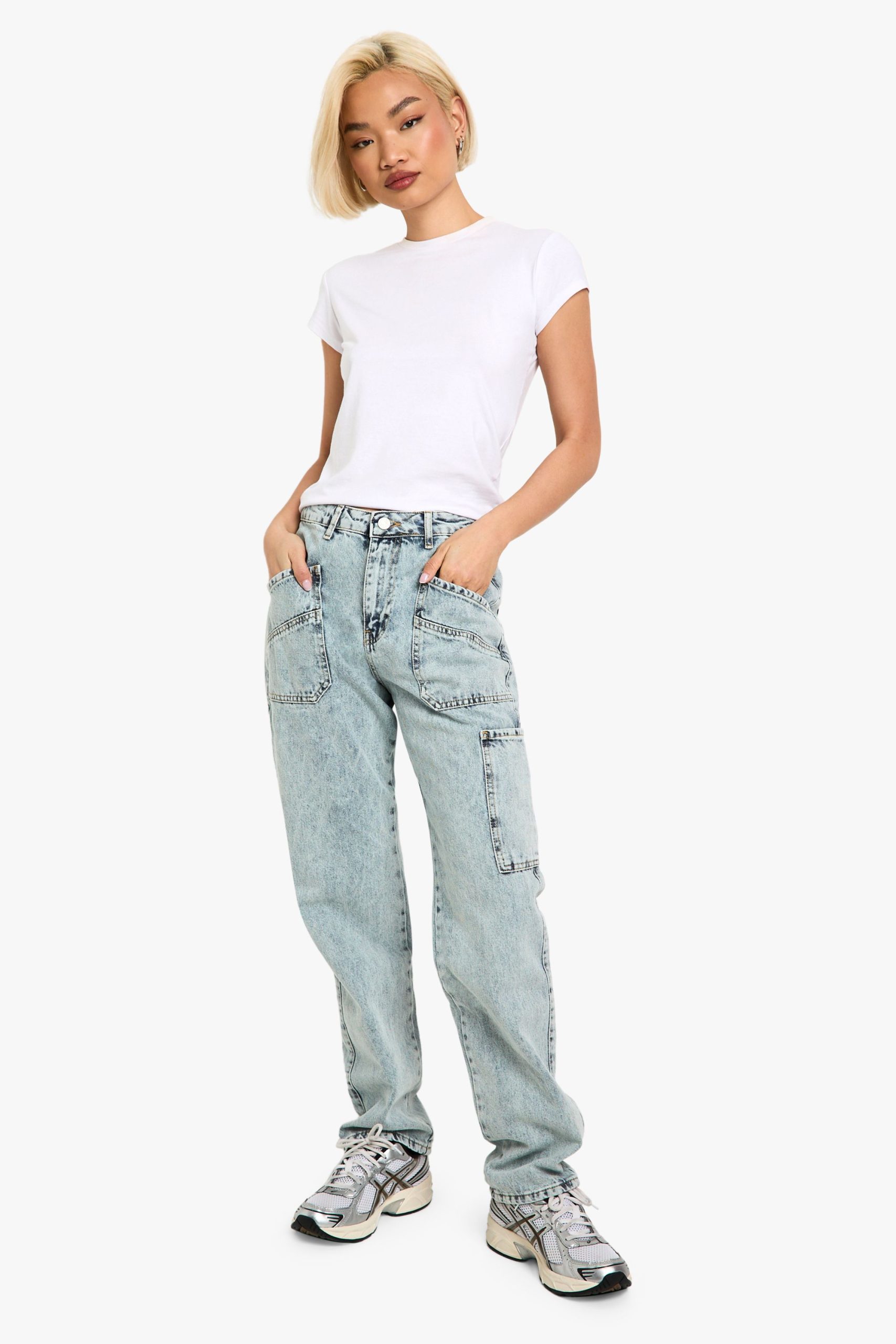 Acid Wash Cargo Straight Fit Jeans - Image 3