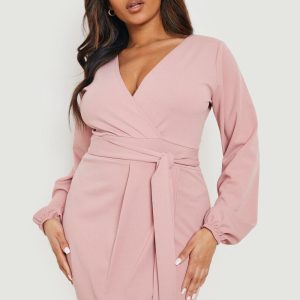Plus Tie Belt Wrap Dress