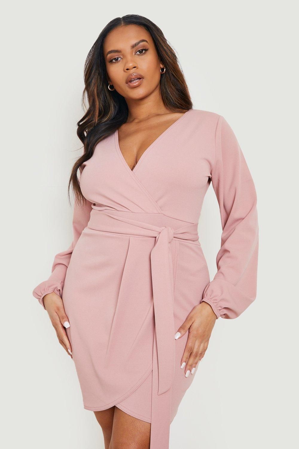 Plus Tie Belt Wrap Dress