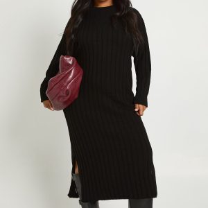 Plus Chunky Rib Soft Knitted Midaxi Dress