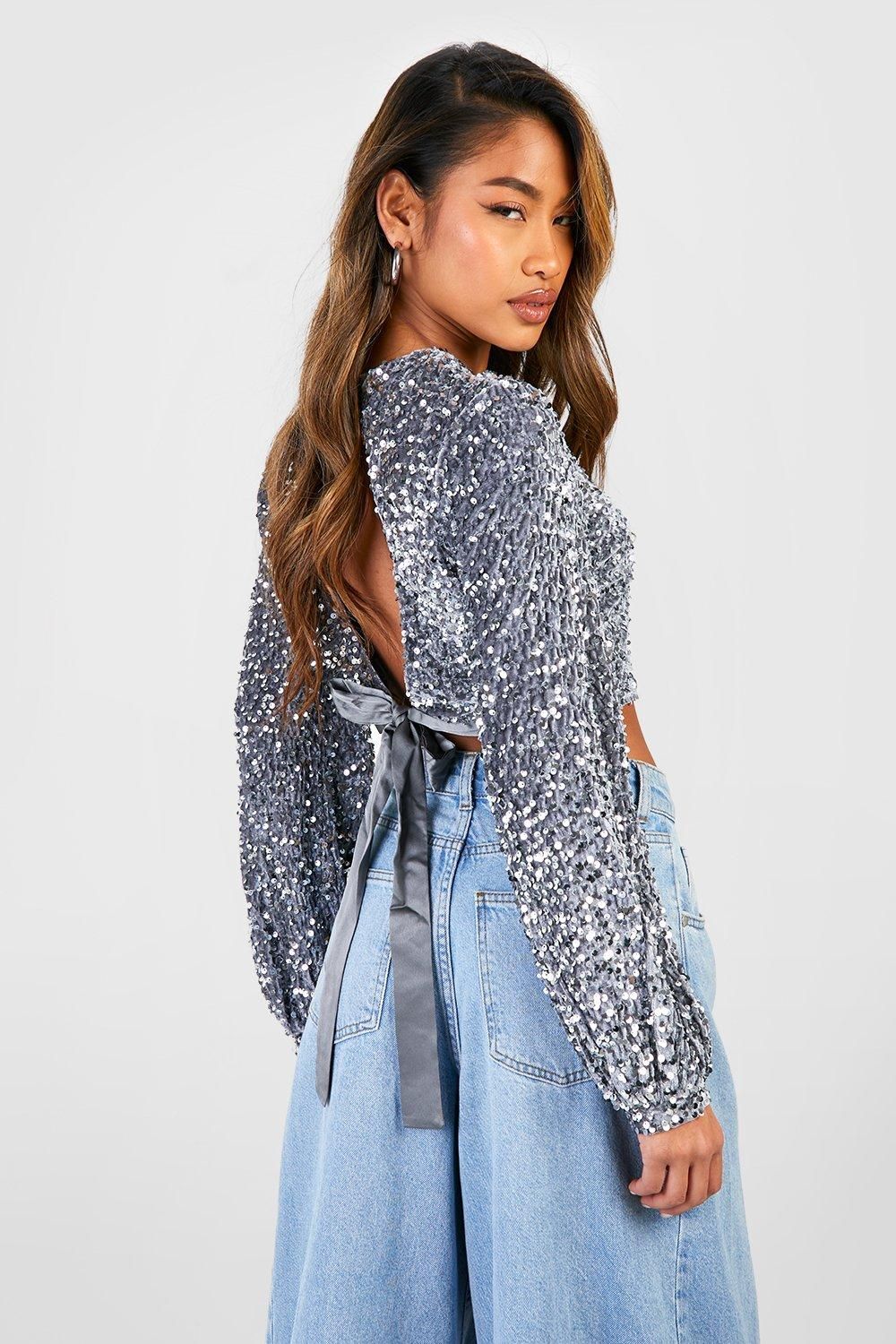Tie Back Sequin Crop - Image 2