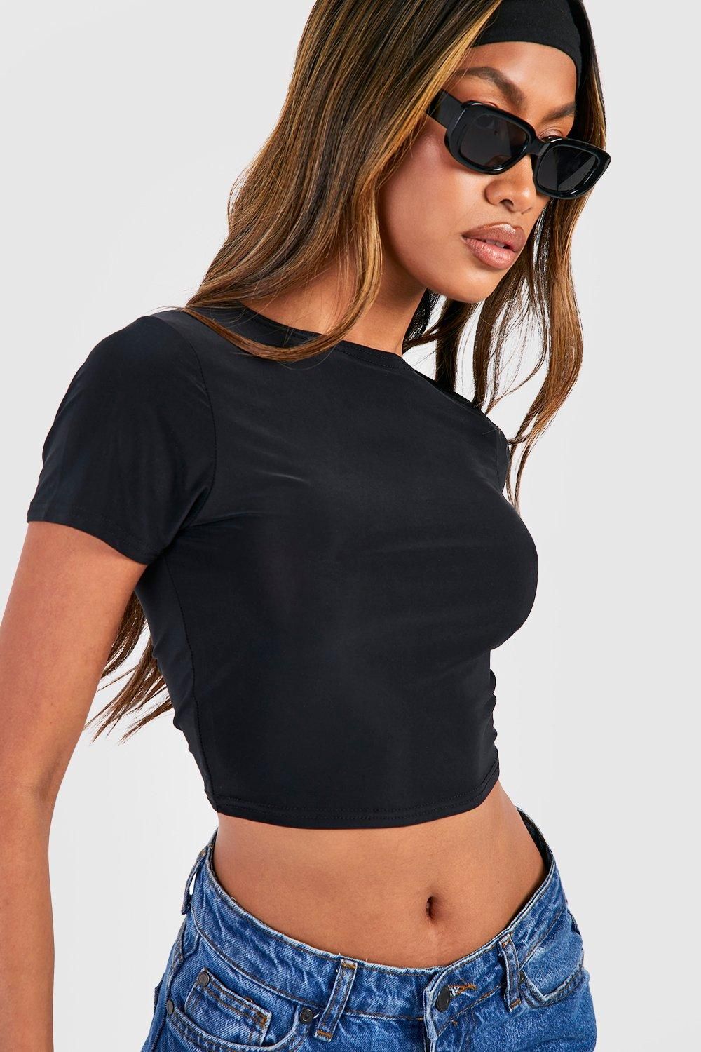 Slinky Basic Short Sleeve Crop Top