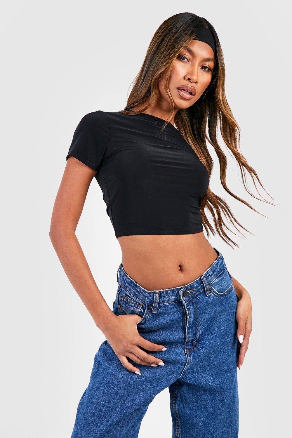 Slinky Basic Short Sleeve Crop Top - Image 4