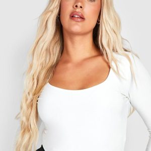 Plus Double Layer Slinky Scoop Neck Bodysuit