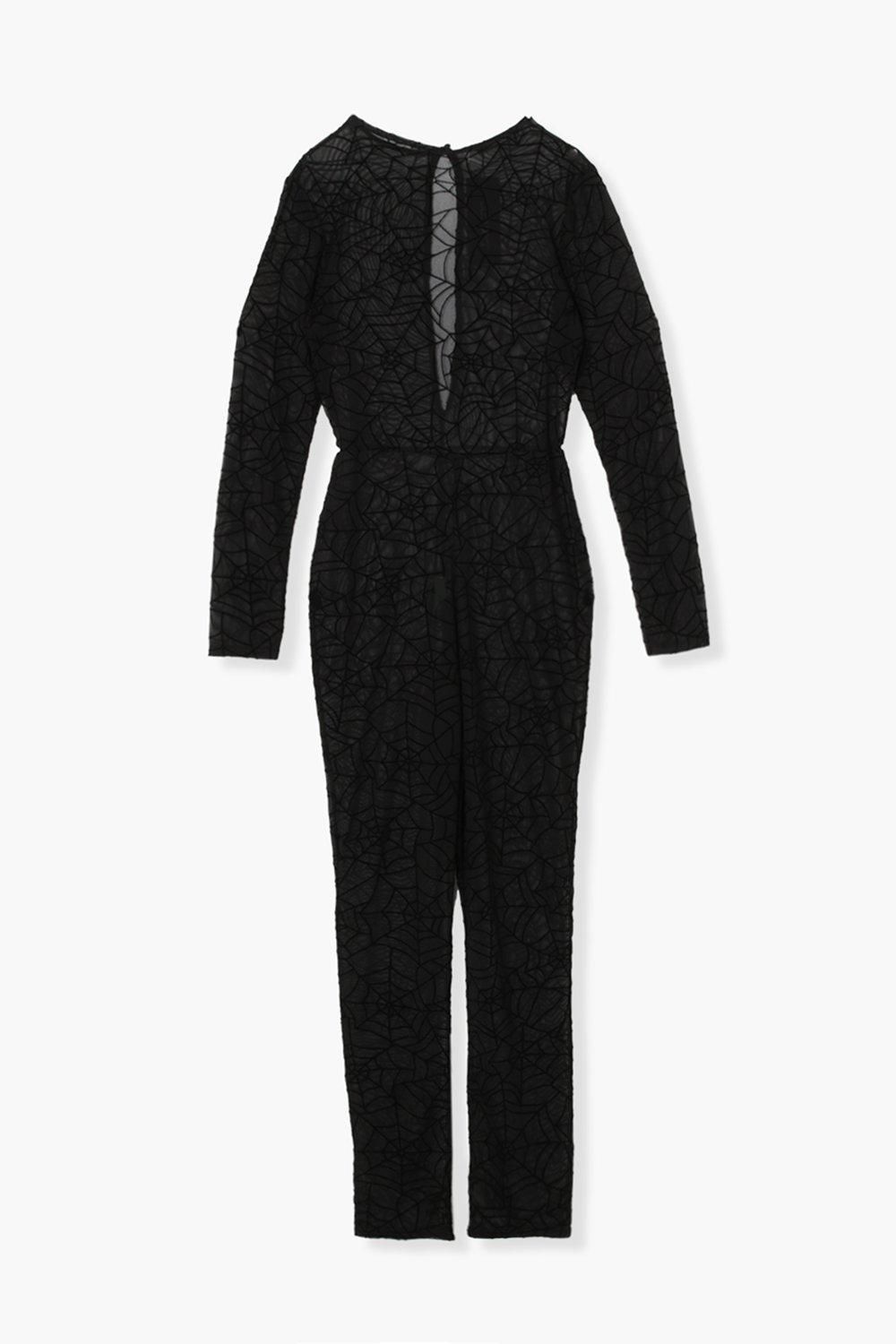 Halloween Cobweb Flock Mesh Jumpsuit - Image 5