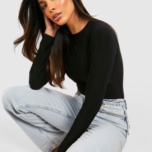 Double Layer Slinky Long Sleeve Crew Neck Bodysuit