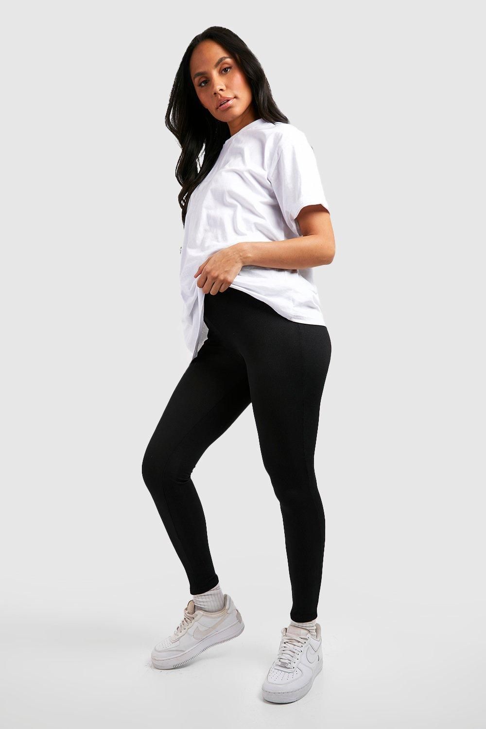 Maternity Ribbed Over Bump Leggings - Image 3