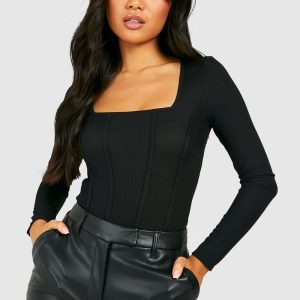 Petite Rib Corset Bodysuit
