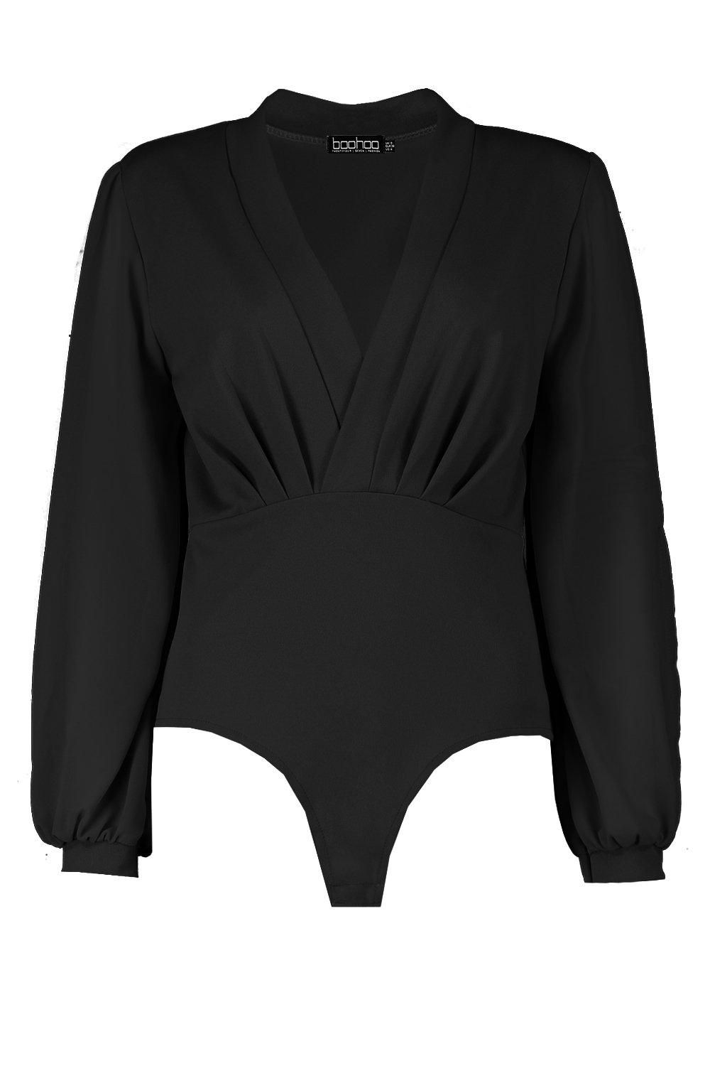 Wrap Chiffon Sleeve Bodysuit - Image 3