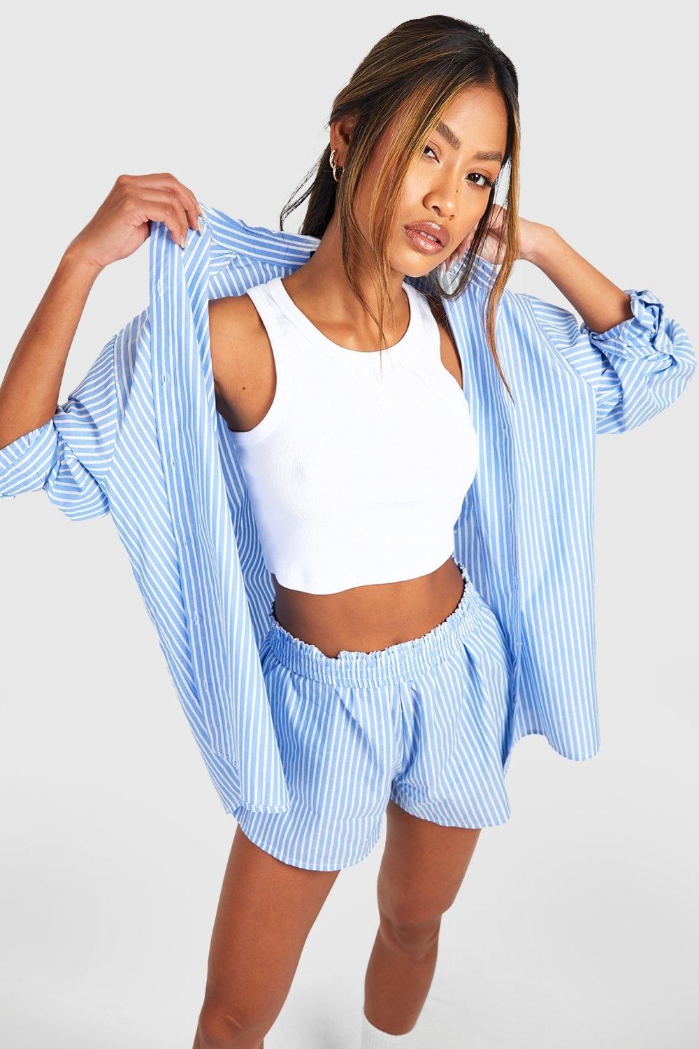 Cotton Pinstripe Oversized Pyjama Shirt - Image 3