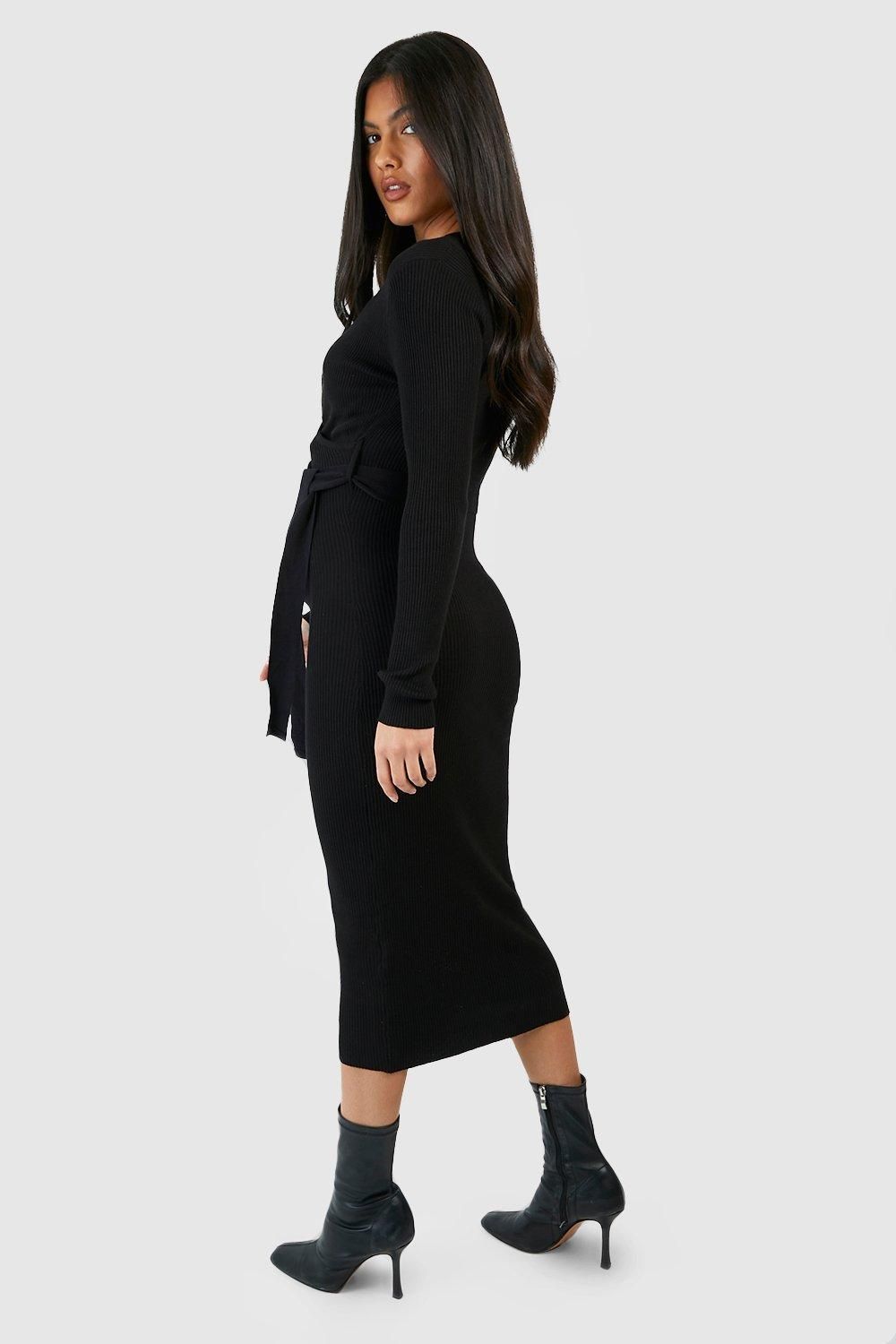 Maternity Knitted Wrap Midi Dress - Image 2