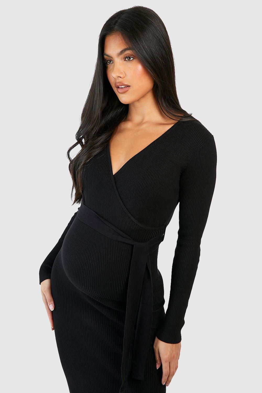 Maternity Knitted Wrap Midi Dress - Image 4