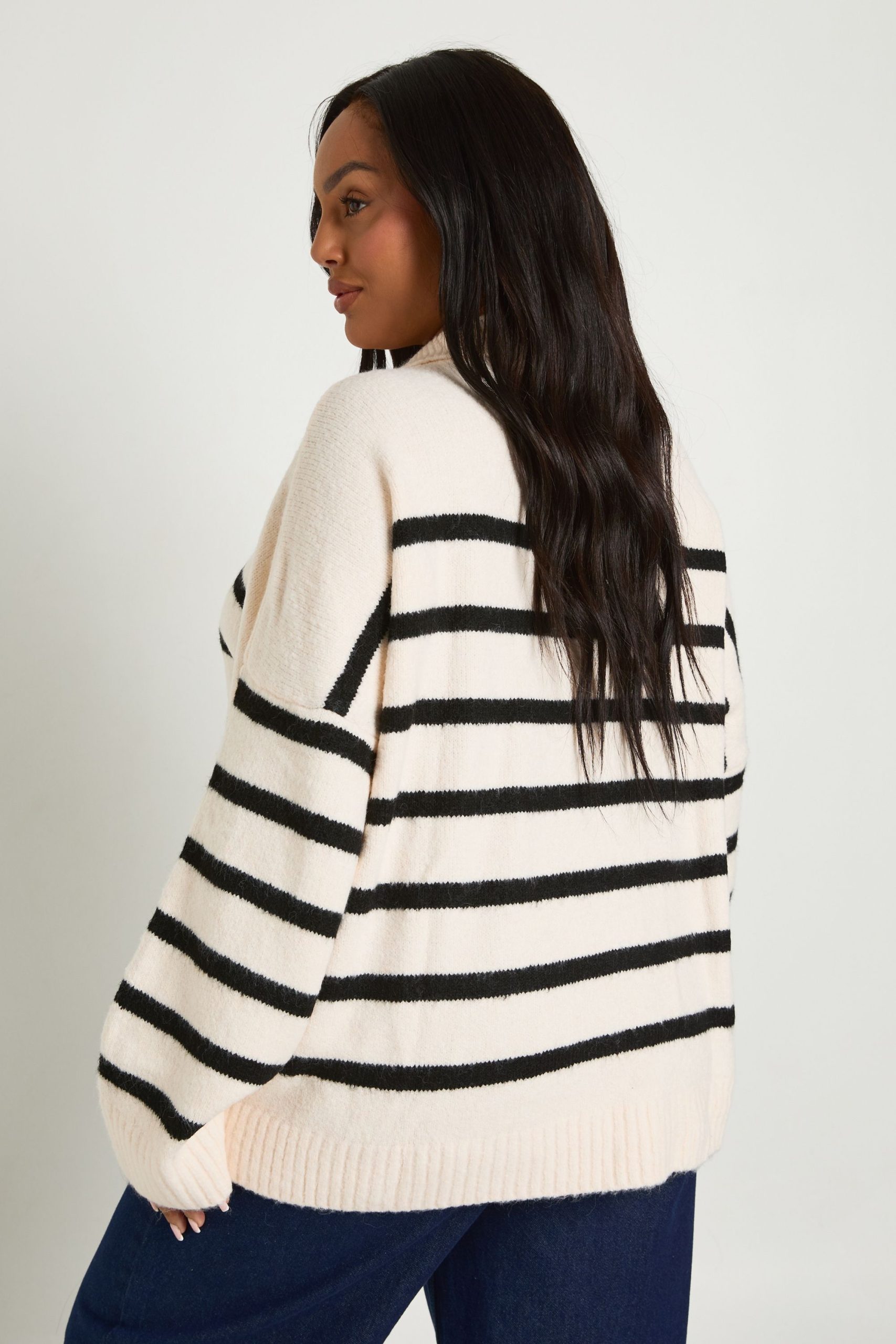 Plus Soft Knot Collar Stripe Jumper - Image 2