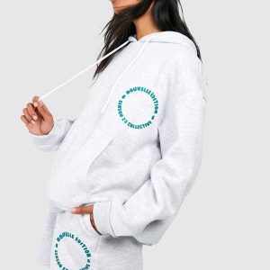 Circle Print Slogan Hooded Short Tracksuit