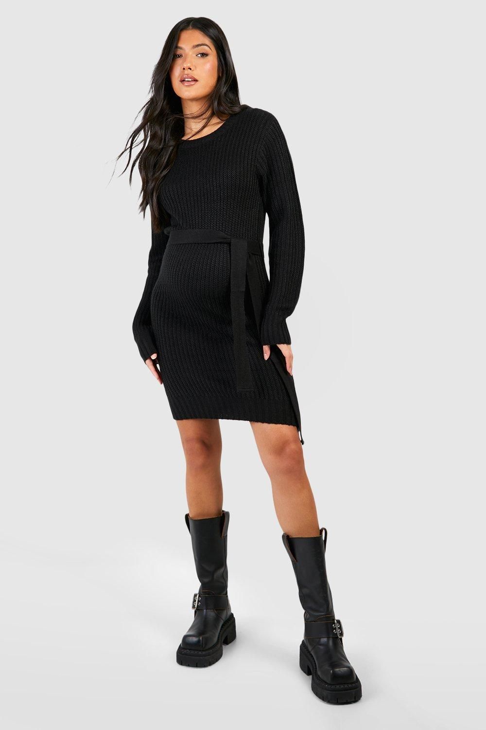 Maternity Soft Knit Tie Waist Jumper Dress
