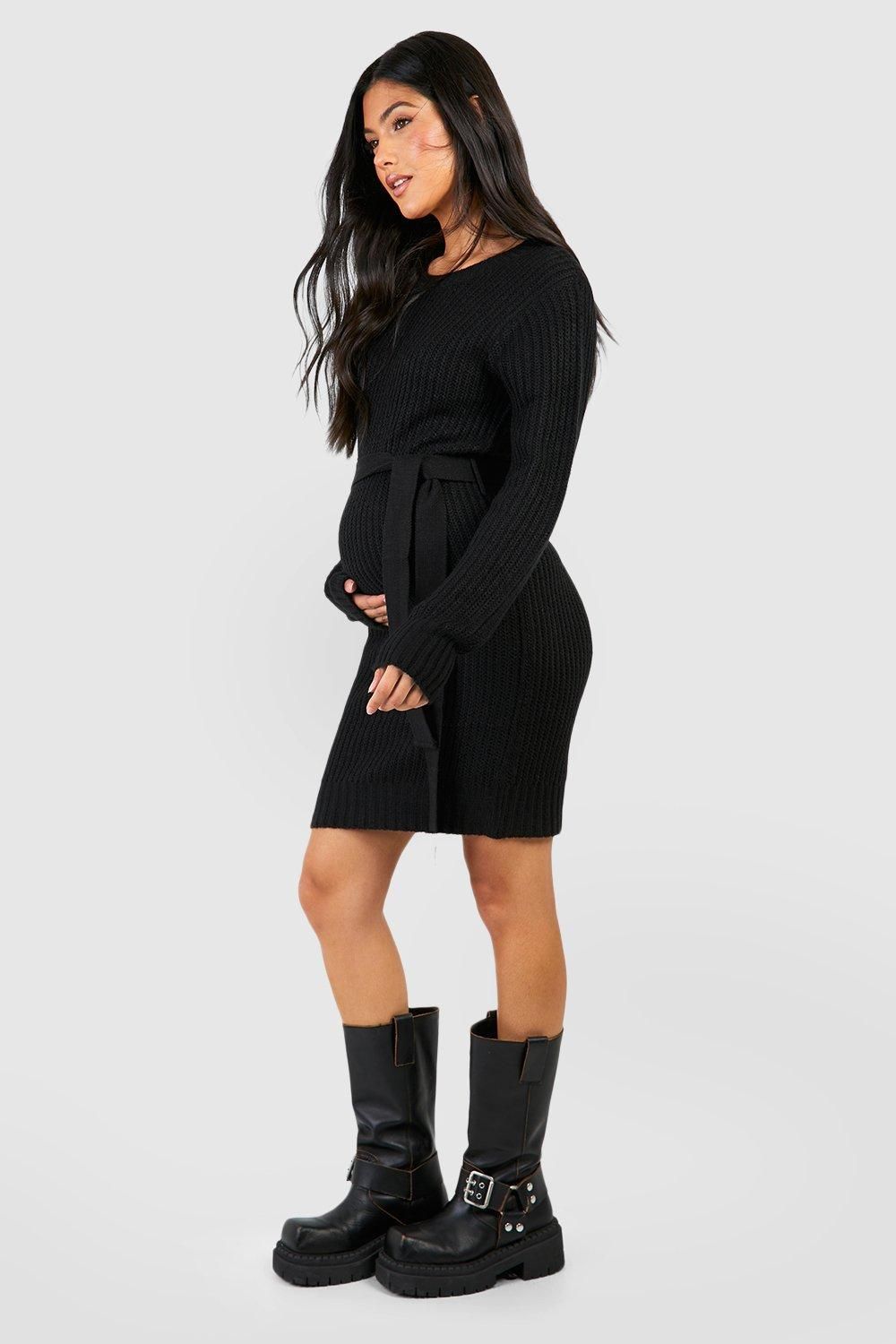 Maternity Soft Knit Tie Waist Jumper Dress - Image 3