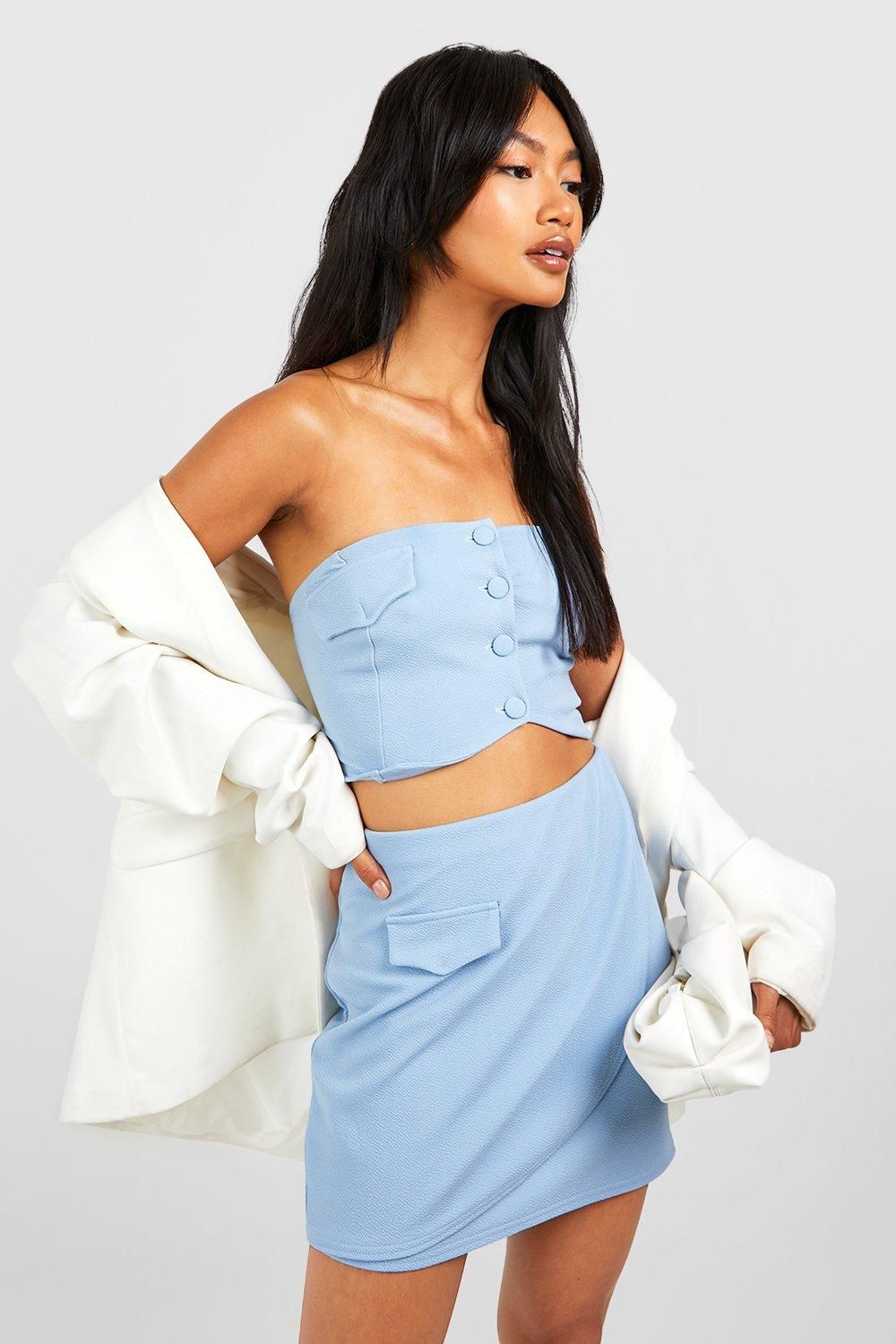Jersey Crepe Bandeau & Wrap Mini Skirt