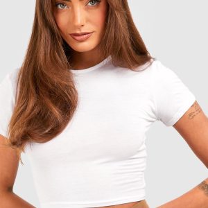 Basic Short Sleeve Crew Neck Crop Top