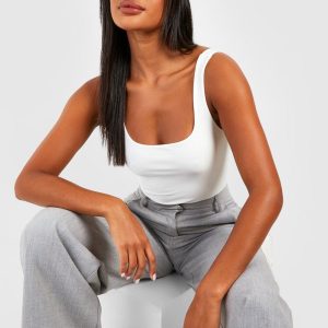 Square Neck Slinky Double Layer Bodysuit